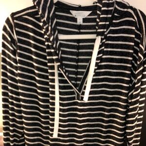 Market & Spruce Black and White Striped Pullover